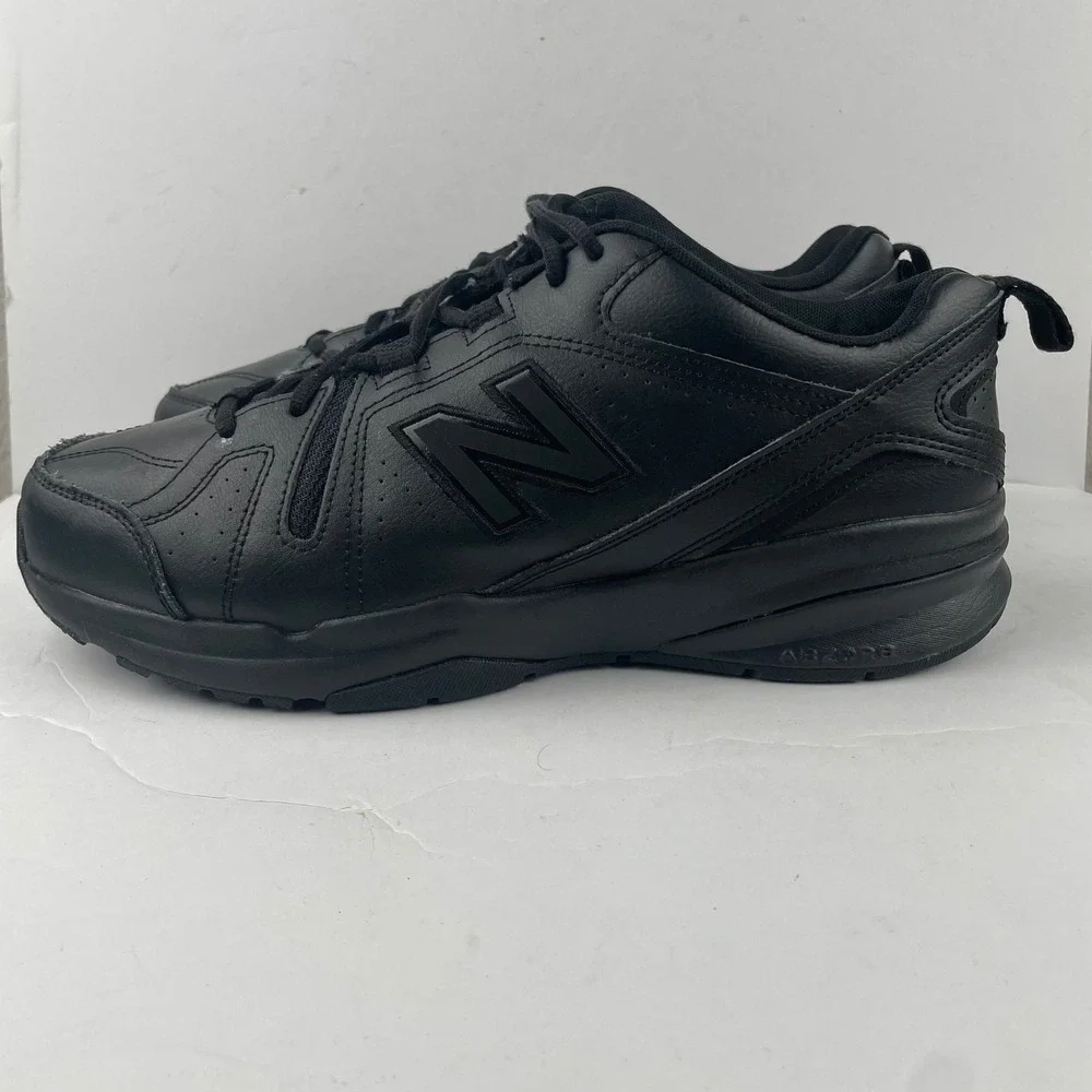 New Balance 608v5 Shoes Black Leather Slip Resistant - Mens Size 10.5 4E Wide